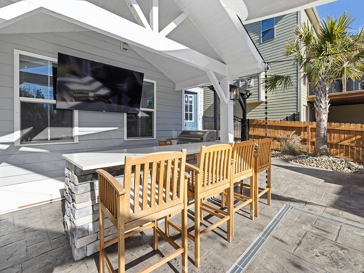 Outdoor patio build progress documented during residential project oversight in the Shuswap